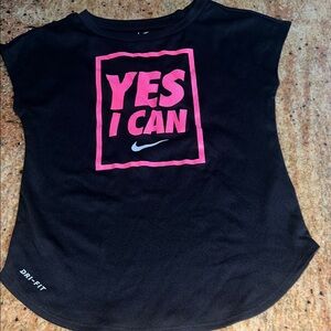 Nike Black Tee with Pink 'Yes I Can' Graphic